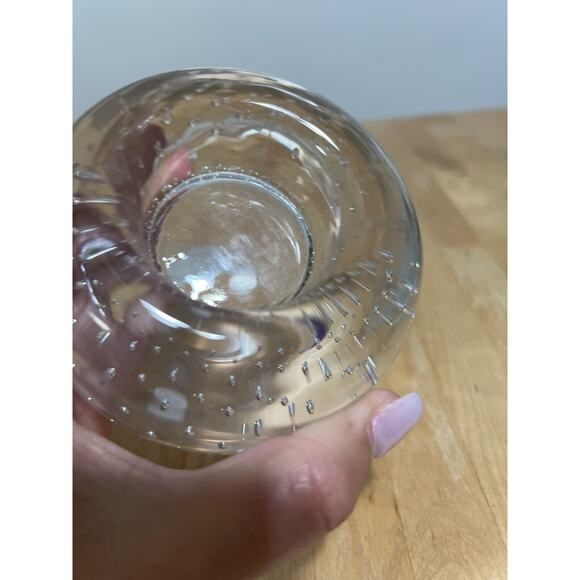 Swedish Sea Glasbruk Renate Stock Kosta Clear Bubbles Starlight Candle Holder - Picture 2 of 4